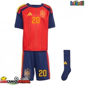 Camisa de Futebol Espanha Pedri Gonzalez #20 Equipamento Principal Infantil Mundo 2026 Manga Curta (+ Calças curtas)